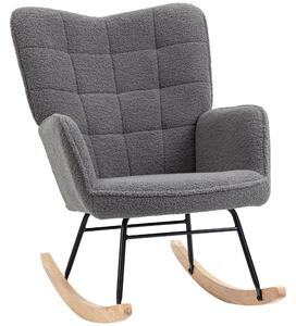 Poltrona a Dondolo 71x98x101 cm Imbottita in Legno e Acciaio Grigio Scuro