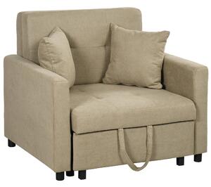 Poltrona Letto Singolo 100x98x88 cm 2 Cuscini e Vano Contenitore in Velluto Marrone Chiaro