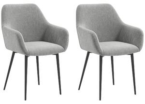 Set 2 Sedie Imbottite Stile Nordico 54x57x80 cm Tessuto Effetto Velluto Grigio Scuro