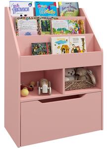 Libreria per Bambini con Ripiani Mensole e Cassetto 60x29,9x90 cm in MDF Rosa