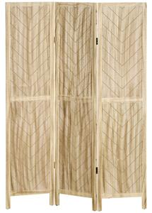 Paravento Separè da Interno 3 Pannelli 120x1,6x170 cm design a spina di pesce Legno Naturale