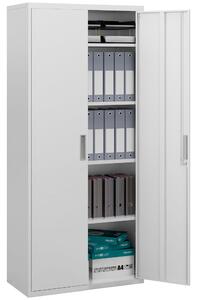 Armadio da Ufficio in Acciaio con 4 Ripiani Regolabili 80x40x180 cm Bianco