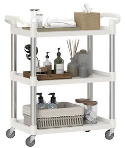 Carrello Portavivande 3 Livelli 88x44x93 cm Bianco e Argento