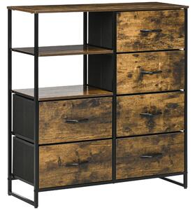Cassettiera 6 Cassetti in Tessuto Stile Industriale 84x30x92 cm Marrone Rustico
