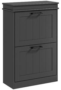 Scarpiera Salvaspazio Design Moderno 2 Cassetti Ribaltabili 54x24x82,5 cm Nero