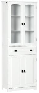 Credenza da Cucina Alta con 2 Armadietti e Cassetto 60x30x160 cm Bianco