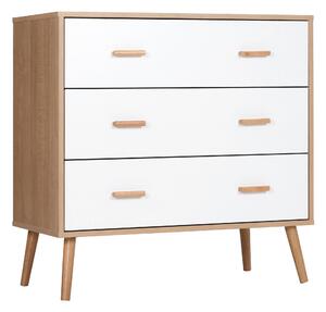 Cassettiera 3 Cassetti 80x39x80 cm Bianco e color Legno
