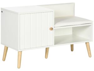 Scarpiera da Ingresso con Seduta Imbottita e Armadietto 80x33x49 cm Bianco