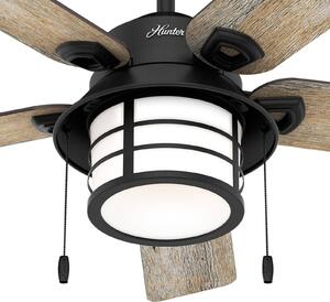 Hunter Santorini -ventilatore con luce, legno/nero