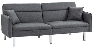 Divano Letto Singolo Clic Clac 189x91x84 cm Schienale Reclinabile e 2 Cuscini Grigio