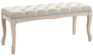 Panca Fondoletto Vintage Trapuntata a Bottoni 110x40x48 cm Tessuto Effetto Lino Beige