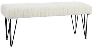 Panca Fondoletto in Tessuto Effetto Ciniglia Gambe a Forcina in Metallo 118,5x46x49,5 cm Crema