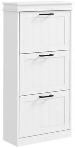 Scarpiera 3 Cassetti Ribaltabili e Regolabili 15 Paia di Scarpe 54x24x117,5 cm Bianco