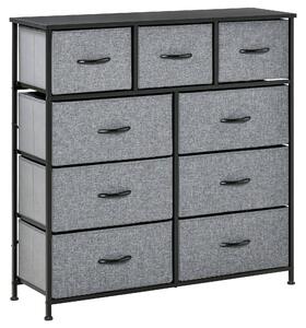 Cassettiera 9 Cassetti in Tessuto Pieghevoli Struttura in Acciaio 100x30x100 cm Nero e Grigio