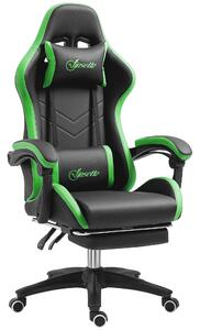 Sedia da Gaming Altezza Regolabile e Schienale Reclinabile 65x65x121-129 cm Nero e Verde