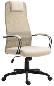 Sedia da Ufficio Ergonomica Girevole con Reclinazione Altezza Regolabile 58x61x115-125 cm Beige