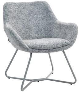 Sedia Moderna con Braccioli e Schienale Imbottiti 63x69x75 cm in Tessuto Effetto Lino Grigio