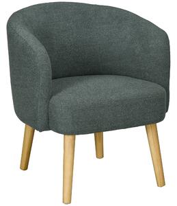 Poltrona Moderna a Botte Gambe in Legno in Tessuto Imbottito Verde Scuro