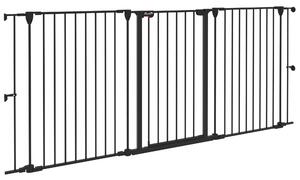 PawHut Cancelletto per Cani Taglia Media a 3 Pannelli con Doppio Sistema di Blocco, 206x90cm, Nero|Aosom
