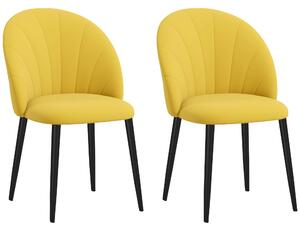 Set 2 Sedie Design Nordico 52x54x79 cm Tessuto Effetto Velluto Giallo