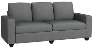 Divano 3 Posti 237x94x102 cm con Cuscini Rivestimento Effetto Lino Grigio