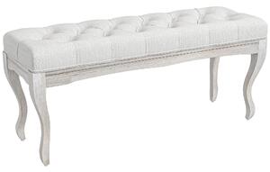 Panca Fondoletto Stile Vintage 110x37x49 cm in Tessuto Effetto Lino Bianco Crema