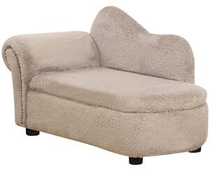 Cuccia Divano per Cani con Vano Contenitore 80x40x46 cm Rivestimento Morbido Beige