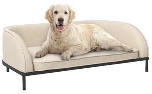 PawHut Divano per Cani Taglia Media e Grande con Cuscino Rimovibile e Sfoderabile Vellutato, Crema|Aosom