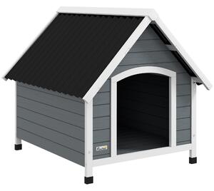 Cuccia per Cani Grandi da Esterno Pavimento Rimovibile 84x99x87 cm in Legno Grigio