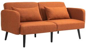 Divano Letto Singolo Clic Clac con Schienale Regolabile 170x83x80 cm in Tessuto effetto Lino Marrone