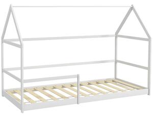 Letto per Bambini con Sponde di Protezione a Forma di Casetta 196x97,5x135 cm Bianco
