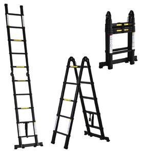 Scala Telescopica Pieghevole 10 Gradini 320x67x7 cm per Interni ed Esterni Nero