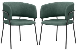 Set 2 Sedie Stile Moderno 57x53x73 cm in Velluto e Acciaio Verde