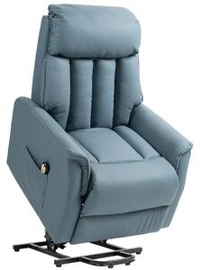 Poltrona Relax Reclinabile Alzapersone Elettrica con Telecomando Azzurro