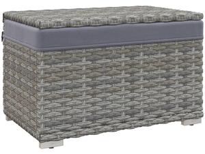 Outsunny Baule da Giardino in Rattan PE con Rivestimento Interno in Tessuto Impermeabile, 76x45x48cm, Grigio|Aosom