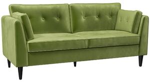 Divano 2 Posti Stile Classico Trapuntato a Bottoni 172x75x82 cm in Velluto Verde