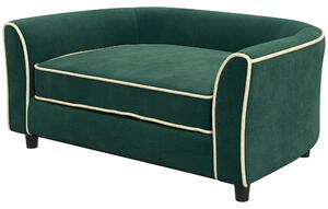 Cuccia Divano per Cani Taglia Piccola e Media con Cuscino 79x56x35 cm in Velluto Verde Scuro