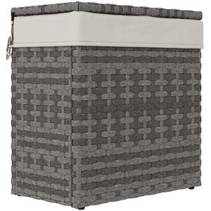 Outsunny Cesta Contenitore da Giardino e Casa in Rattan con Tessuto Interno, 57x34x62cm, Grigio|Aosom