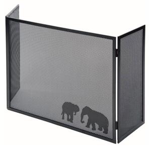 Parascintille con Antine 100x50 cm Decorazione Elefante in Ferro Verniciato Grigio Martellato