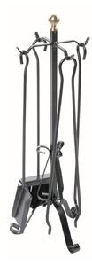 Set Camino 4 Pezzi con Pomolo decorativo in Ottone in Ferro Verniciato Grigio Martellato