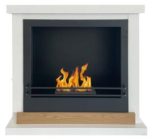 Camino a Bioetanolo da Pavimento 75x28x70 cm Stoccolma in Legno Bianco