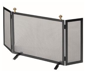Parascintille con Antine 80x46 cm con Pomoli decorativi in Ottone in Ferro Verniciato Grigio Martellato
