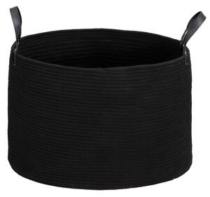 Cesto Portabiancheria Pieghevole con Manici 88L Ø56x35.5 cm in Cotone Naturale Nero