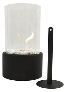 Camino a Bioetanolo da Tavolo Ø16x27 cm CALIDRIA per Interni ed Esterni in Vetro e Acciaio Nero Satinato