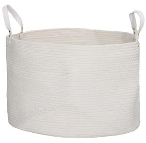 Cesto Portabiancheria Pieghevole con Manici 88L Ø56x35.5 cm in Cotone Naturale Bianco Crema