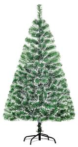 Albero di Natale Artificiale Innevato 150 cm 416 Rami Verde e Bianco