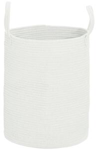 Cesto Portabiancheria Pieghevole con Manici 36L Ø38x45 cm in Cotone Naturale Bianco Crema