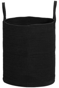 Cesto Portabiancheria Pieghevole con Manici 36L Ø38x45 cm in Cotone Naturale Nero