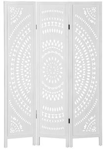 Paravento 3 Pannelli 120x170cm in Legno Intagliato Bianco