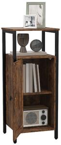 Comodino Stile Industriale 2 Ripiani e Scaffale Interno Regolabile 34x30x80 cm in Legno e Acciaio Marrone